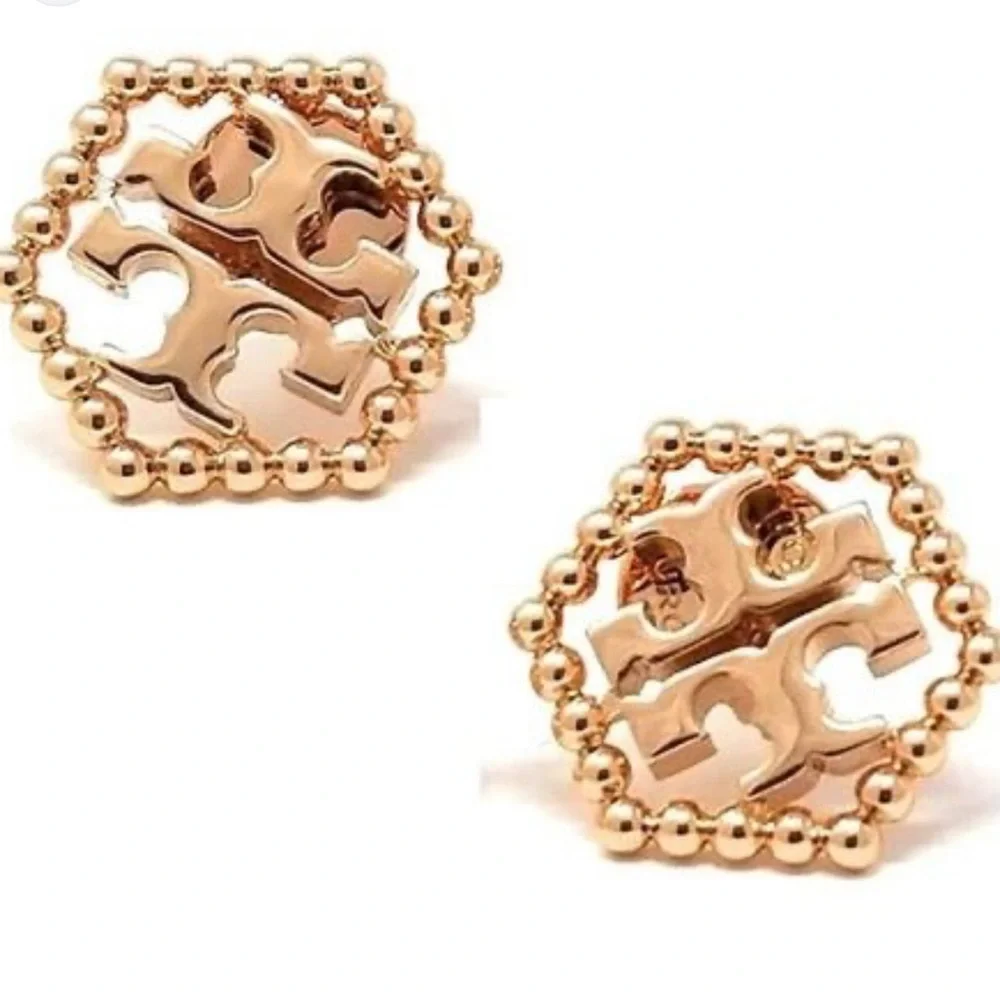 Tory Burch Milgrain Hex Stud Earrings